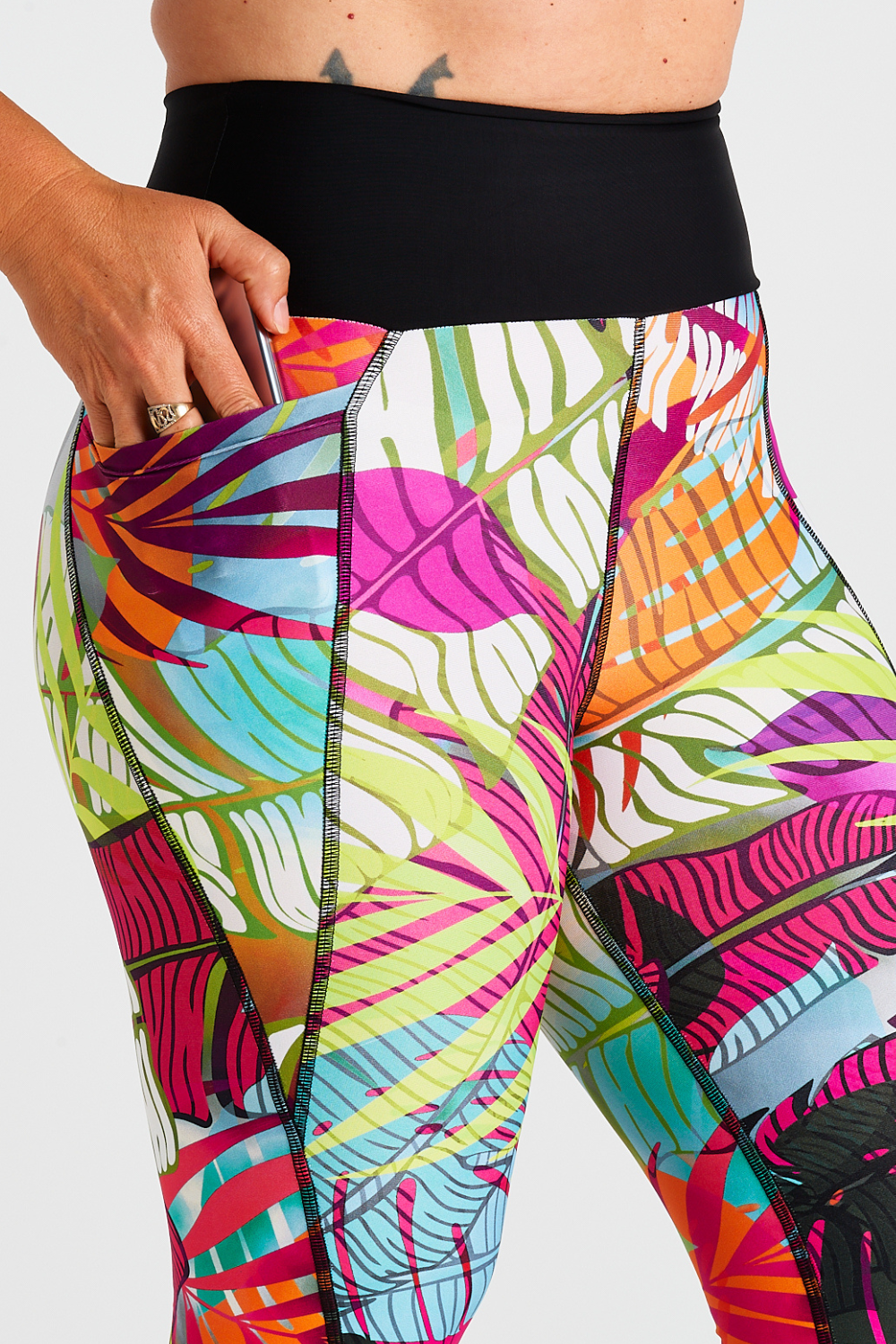 Zeenya-Animar-Tropical-Bright-Phone Pockets-Running Legging