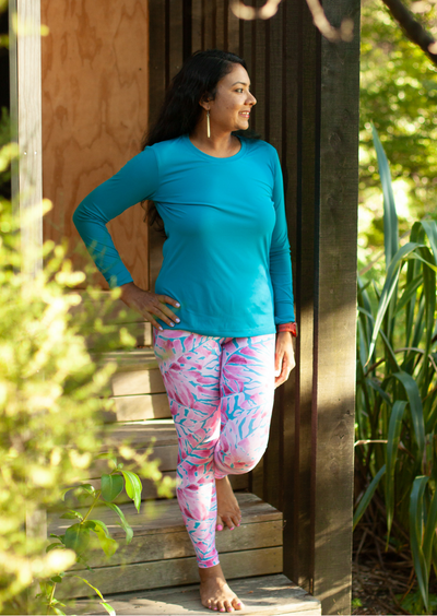 Māwhero Rau (Pink Fronds) - Full Length Legging