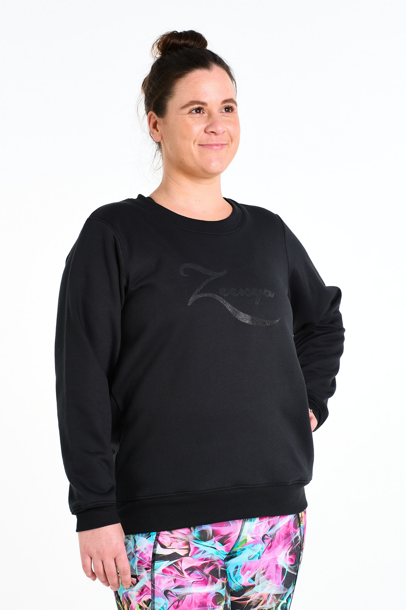 Zeenya-Cosy Up Sweatshirt (Black on Black)-Black-NZ Made-Front
